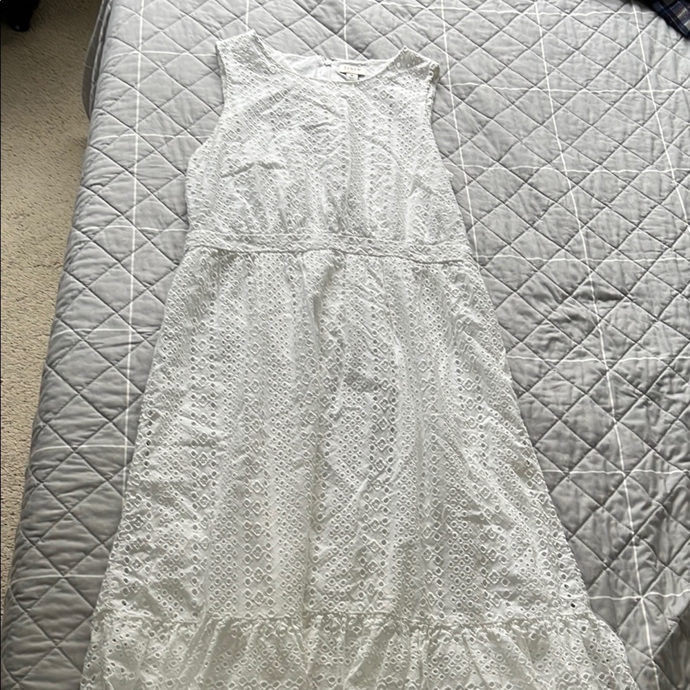 J. Crew White Eyelet Sleeveless Dress